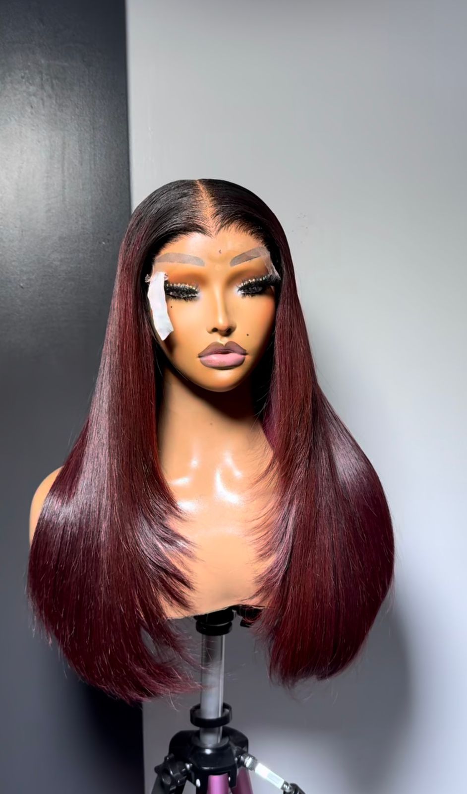 Burgundy Ombre Bone Straight